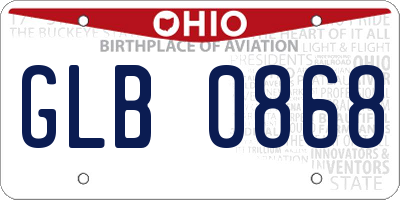 OH license plate GLB0868