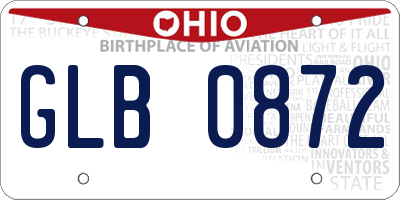 OH license plate GLB0872