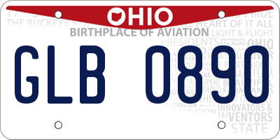 OH license plate GLB0890