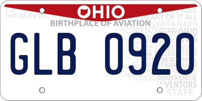 OH license plate GLB0920