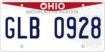 OH license plate GLB0928