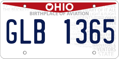 OH license plate GLB1365