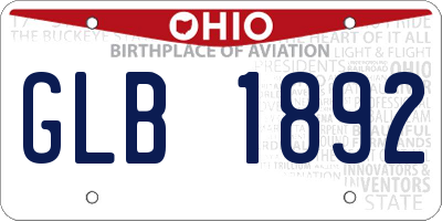 OH license plate GLB1892