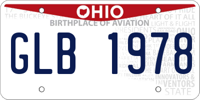 OH license plate GLB1978