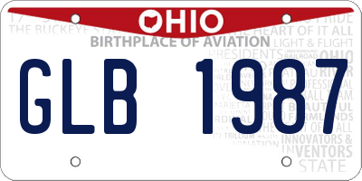 OH license plate GLB1987