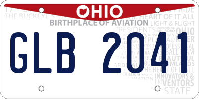OH license plate GLB2041