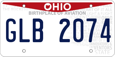 OH license plate GLB2074