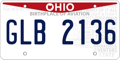 OH license plate GLB2136
