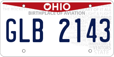 OH license plate GLB2143