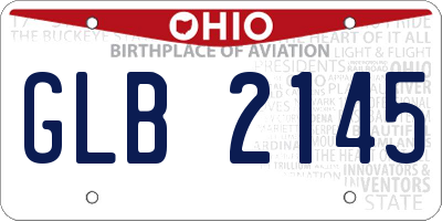 OH license plate GLB2145