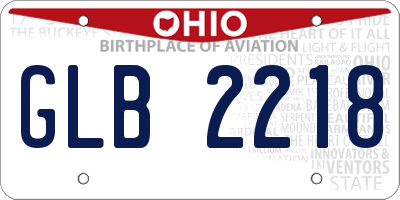OH license plate GLB2218