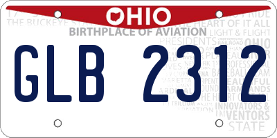 OH license plate GLB2312