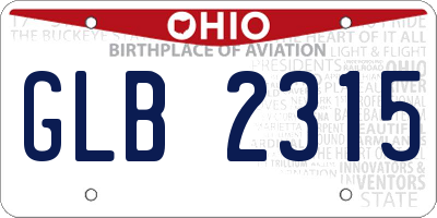 OH license plate GLB2315
