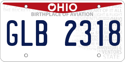 OH license plate GLB2318