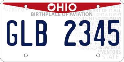 OH license plate GLB2345