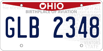 OH license plate GLB2348
