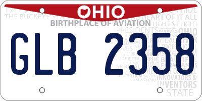 OH license plate GLB2358