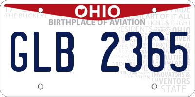 OH license plate GLB2365