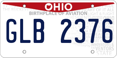 OH license plate GLB2376