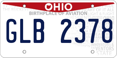 OH license plate GLB2378