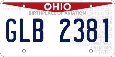 OH license plate GLB2381