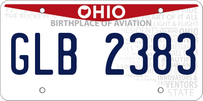 OH license plate GLB2383