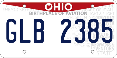 OH license plate GLB2385
