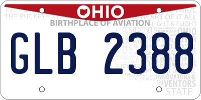 OH license plate GLB2388