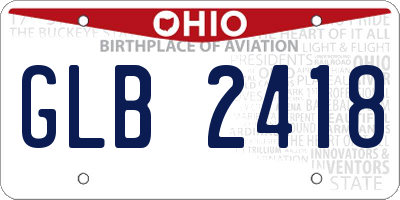 OH license plate GLB2418
