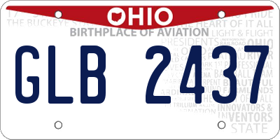 OH license plate GLB2437
