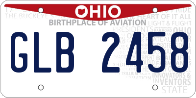 OH license plate GLB2458