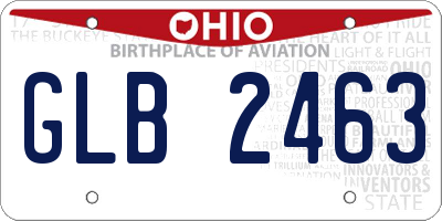 OH license plate GLB2463