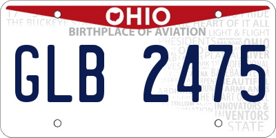 OH license plate GLB2475