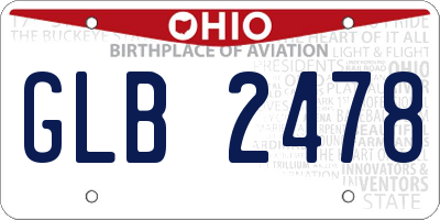 OH license plate GLB2478