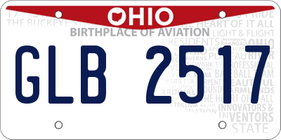 OH license plate GLB2517