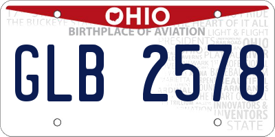 OH license plate GLB2578