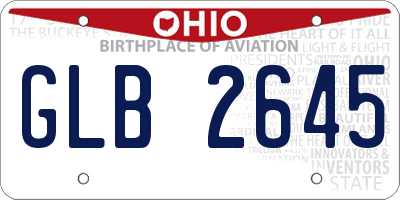 OH license plate GLB2645