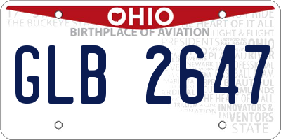 OH license plate GLB2647