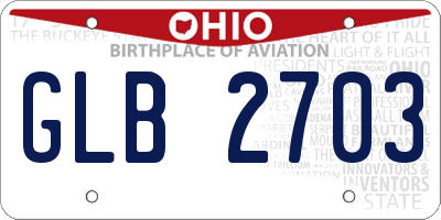 OH license plate GLB2703