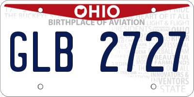 OH license plate GLB2727