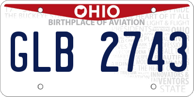 OH license plate GLB2743