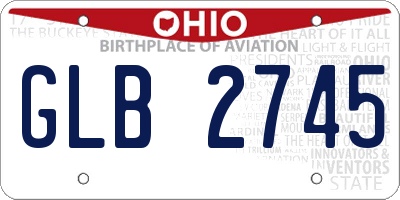 OH license plate GLB2745