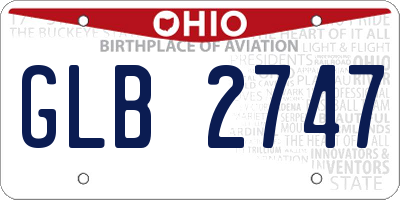 OH license plate GLB2747