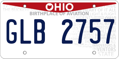 OH license plate GLB2757