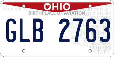 OH license plate GLB2763