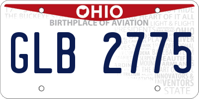 OH license plate GLB2775
