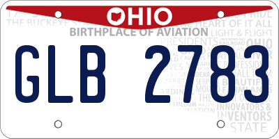 OH license plate GLB2783