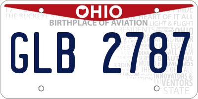 OH license plate GLB2787