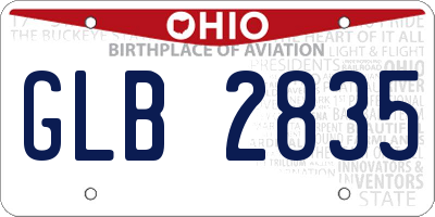 OH license plate GLB2835