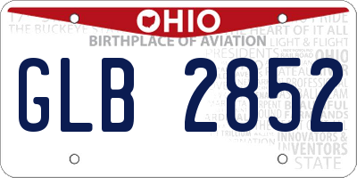 OH license plate GLB2852